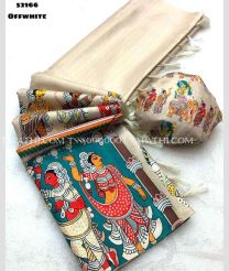 Cream and Turquoise tussar sarees with All over Digital Printed design - TSSS0000003