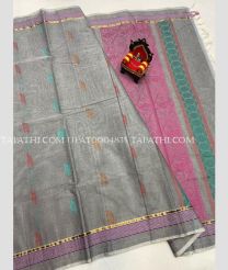 grey colour uppada cotton sarees with All over Buttas design - UPAT0004835