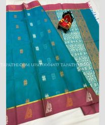 blue colour uppada cotton sarees with All over Buttas design - UPAT0004837