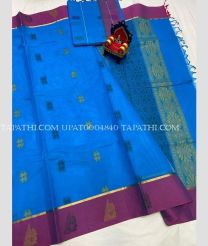 blue and purple colour uppada cotton sarees with All over Buttas design - UPAT0004840