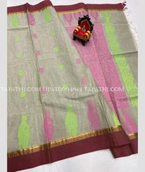 grey colour uppada cotton sarees with All over Buttas design - UPAT0004844