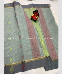 grey colour uppada cotton sarees with All over Buttas design - UPAT0004846