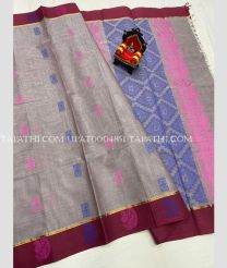 grey and pink colour uppada cotton sarees with All over Buttas design - UPAT0004851
