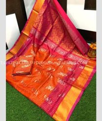 orange and brown colour uppada pattu sarees with All over design - UPDP0024826
