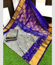 grey and indigo colour uppada pattu sarees with All over design - UPDP0024829