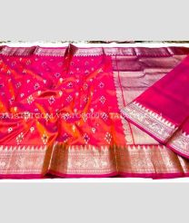 orange and silver colour venkatagiri pattu sarees with All over Buttas design - VAGP0000959