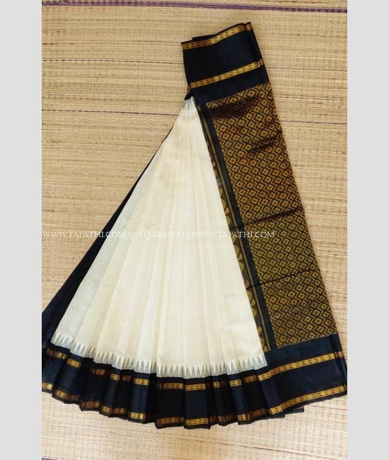 Black and white top half saree