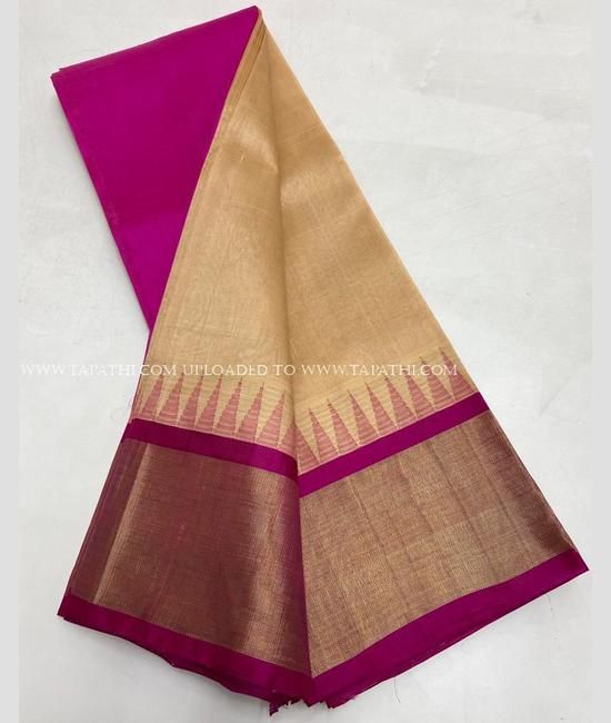 Fancy Korvai Silk Cotton Saree For Women | Sandal - Clickere