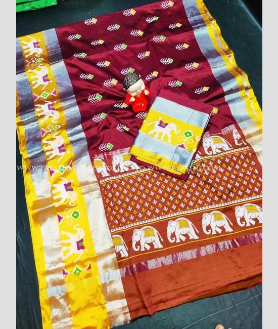 Original Soft cotton silk saree with elephant design