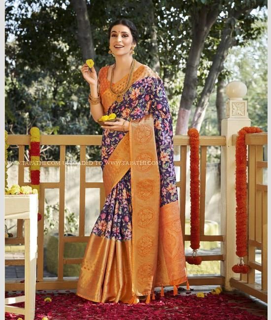Orange Pure Cotton Embroidery Applique Sarees Get Extra 10% Discount o –  Dailybuyys