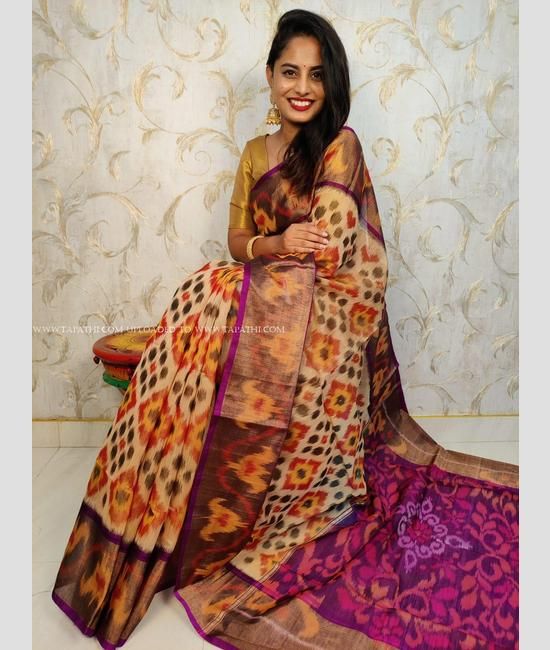 Pochampally Ikkat silk sarees | designer pochampally ikkat silk saree with  all over design with pochampalli border saree online from weavers |  PIKP0006172