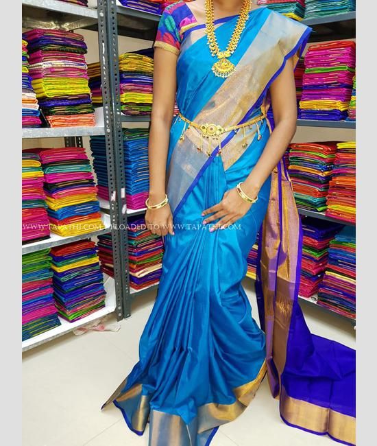 4 Perfect Blouse Combinations For Blue Pattu Sarees