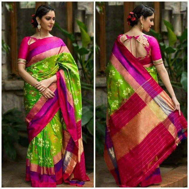 Ikat This Handloom Silk Saree from Andhra Pradesh has been woven using the  resist-dyeing, which produces the unique patterns ador… | Ikkat saree, Saree,  Silk sarees