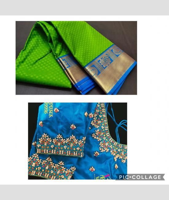 Buy Royal Blue And Green Kanjivaram Saree online-Karagiri
