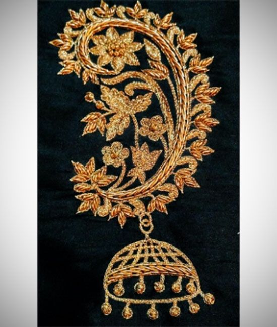 Jhumka Maggam Work With Zardosi