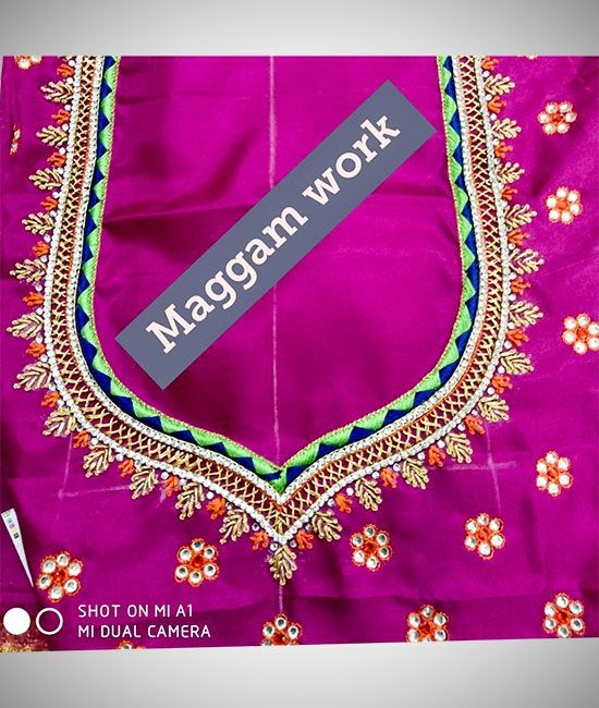 Pink blouse maggam deals work designs