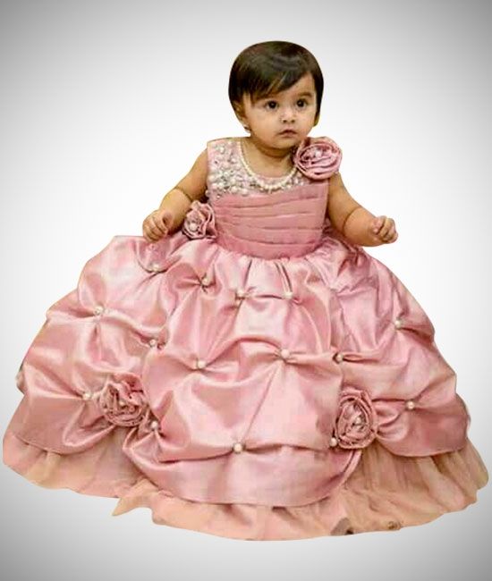 Rashal Enterprises Baby Wear Peach Ruffle Frock