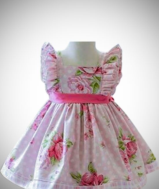 Girl Dress Knee Length Frock Floral Prints Girls Flutter Wings Sleeveless Dress  Girls Cotton Frock Topwear  Bottom Design Theme  Babywish