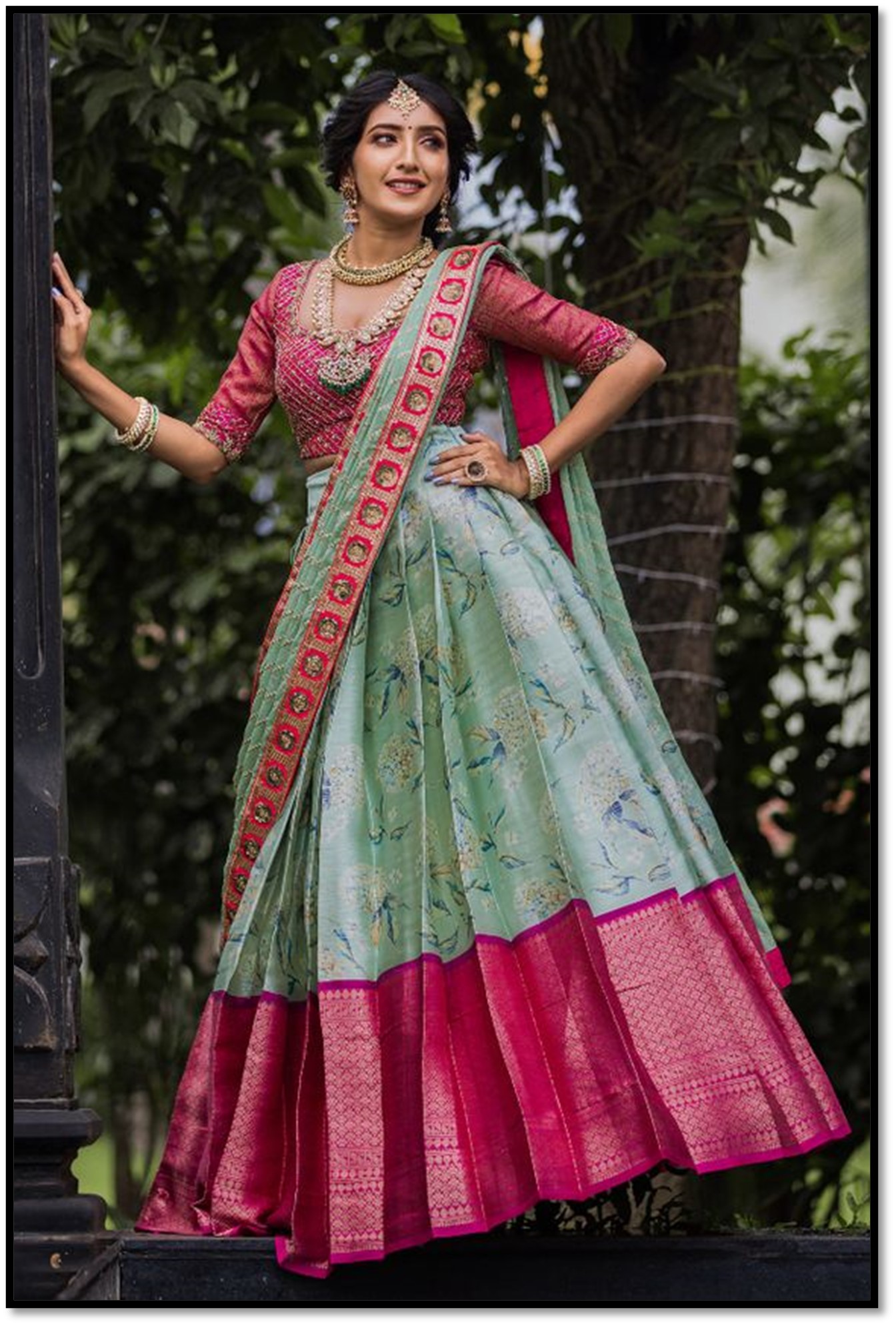 An elegance of Festive wear ikkat lehengas 