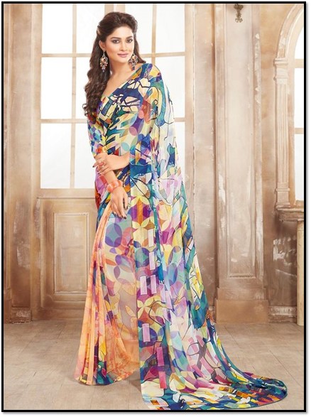 Popular digital printed sarees in vibrant colours with modern touch