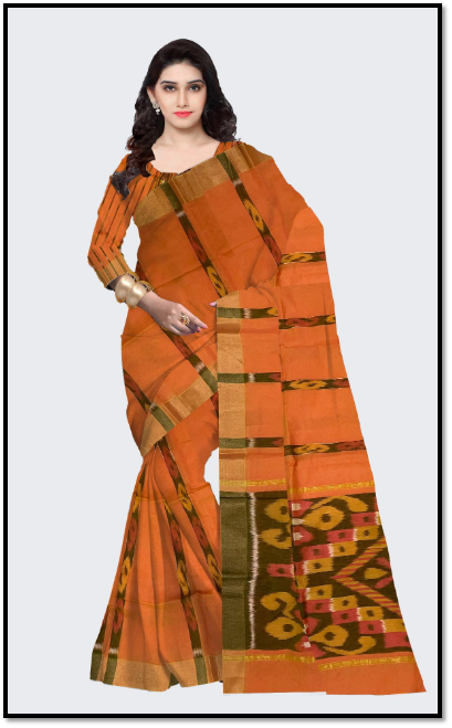 Ikkat sarees: masterpiece of textile art, featuring mesmerizing patterns and rich hues.