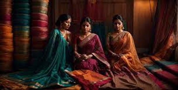 Reflecting the timeless beauty of Mangalagiri pattu sarees with traditional Indian textile